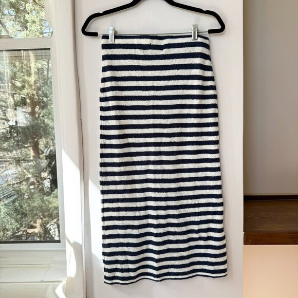 NWT Free People Bailey 3 Piece Sweater Set Skirt Top Terry Navy Blue White - Picture 12 of 16